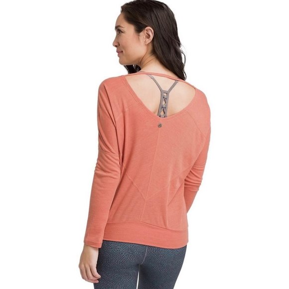 Prana Ribbed Orona Yoga Top Toasted Terracotta Dolman Sleeve M - Picture 3 of 10